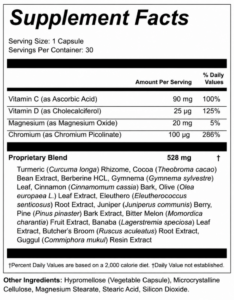 MetaGlucent Supplement Facts