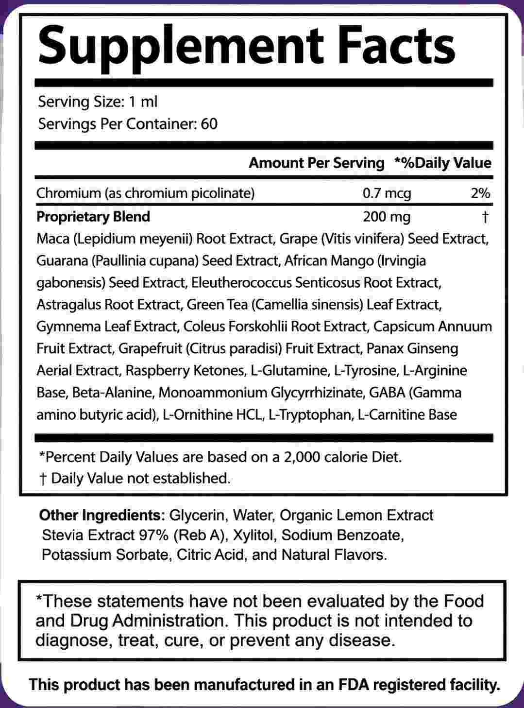 NeuroZen Supplement Facts