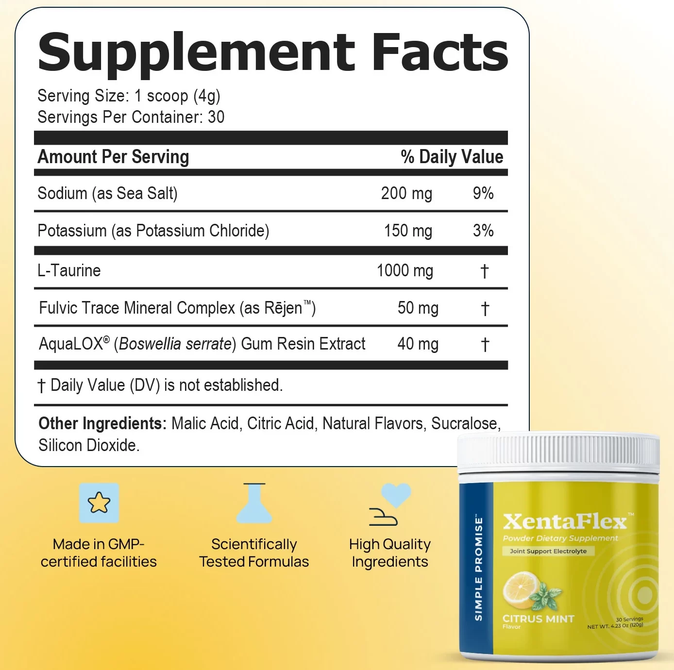 XentaFlex-Supplement Facts