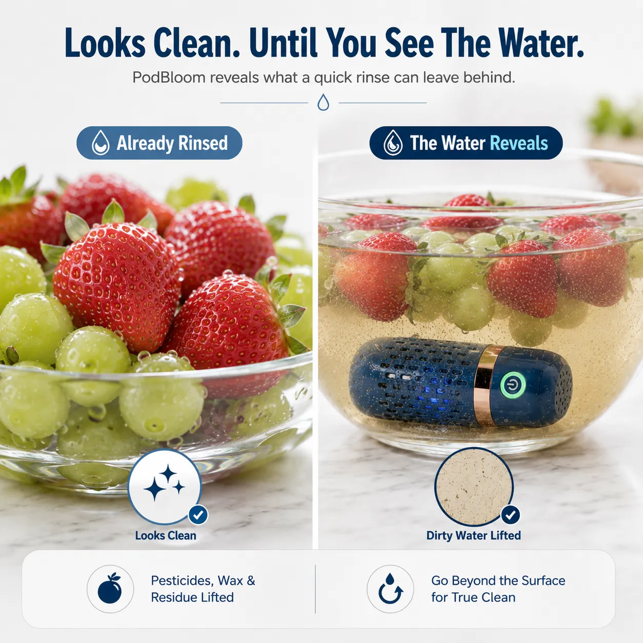 PodBloom Produce Cleaner Result